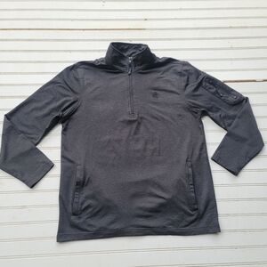 Rugby University 1/4 Zip Extreme Stretch, Men's Active Wear Shirt Black Gray M